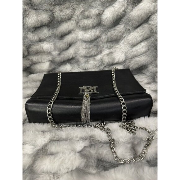 BADGLEY MISCHKA Black Vegan Leather Letter Bag With Tassel - Picture 10 of 10